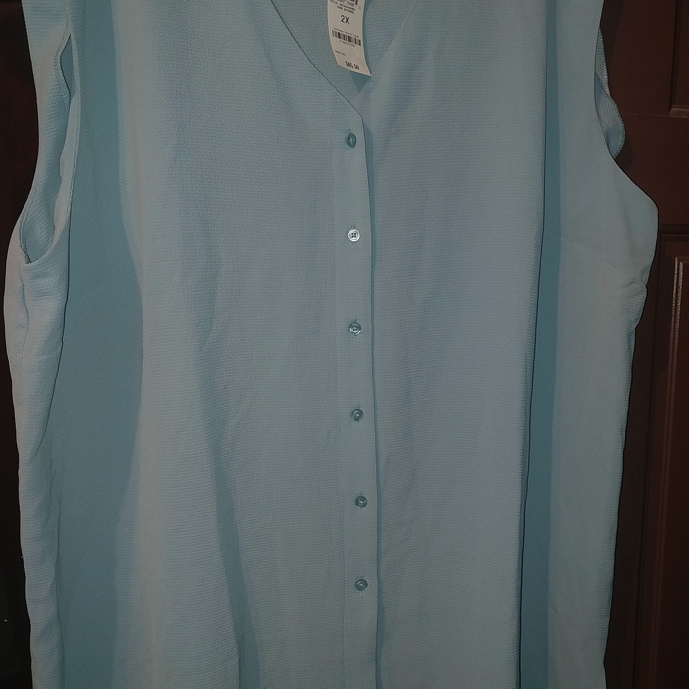 Alfani Sky Blue Button-Down Blouse